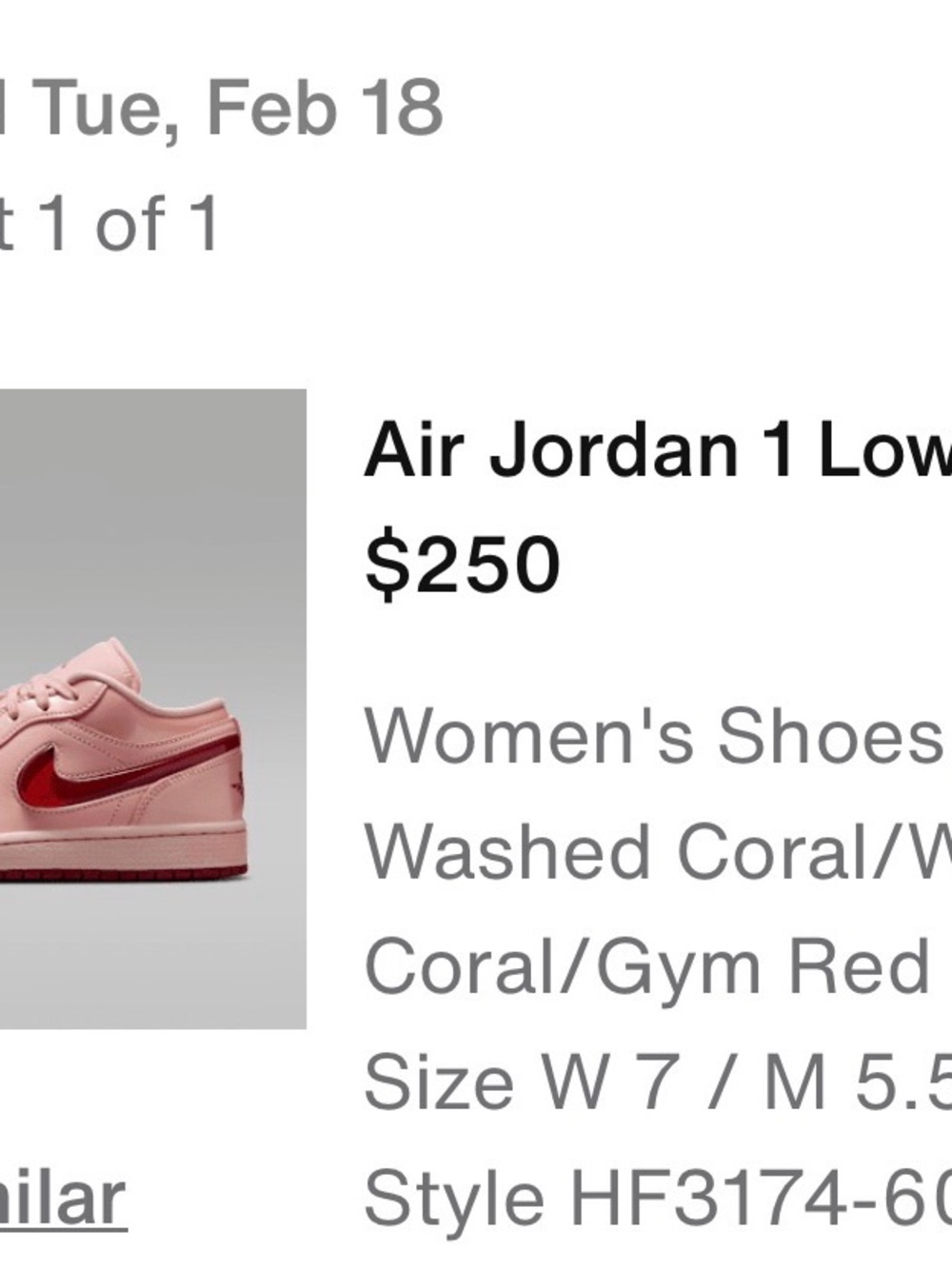 Jordan Kids Air 1 Low Sneakers in Washed Coral & Gym Red